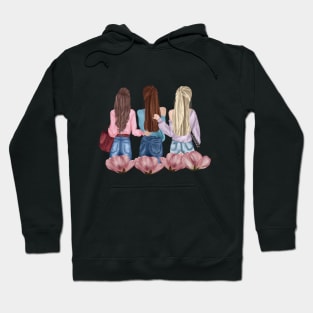 Eternal Bonds - Three Strong Women Embracing in Unity Hoodie